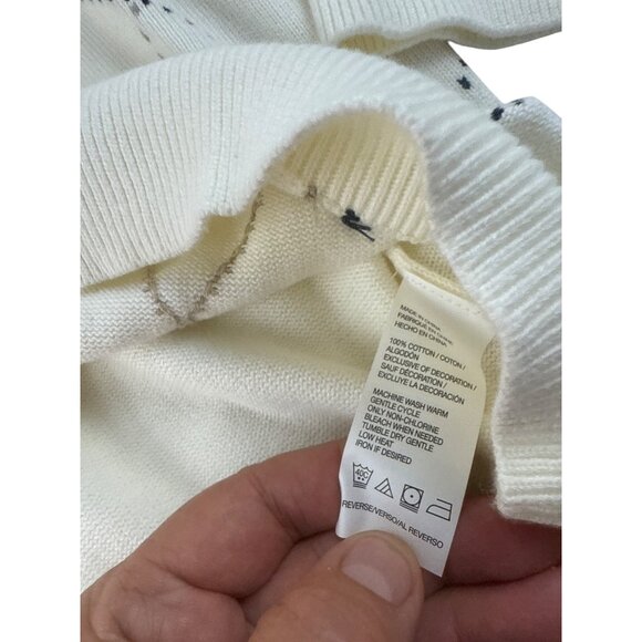 Izod Tennis Sweater White Long Sleeve Pullover Vintage Preppy Size M - Picture 5 of 7